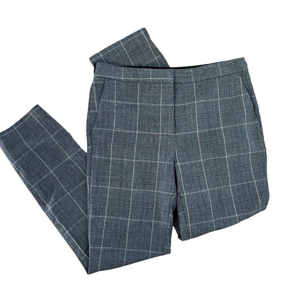 Zara Basic gray white checkered dress pants slim leg style trousers comfortable